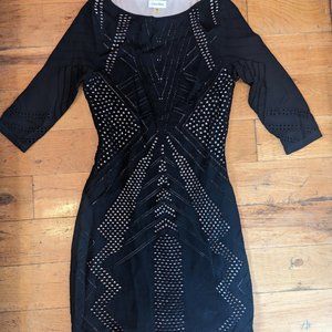 Laser-cut Calvin Klein contrast sweater dress